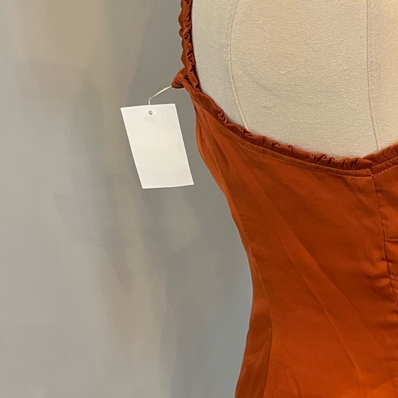 Terracotta satin tank top. Never worn. - Picture 4 of 4